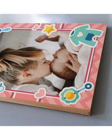 STAMPA SU LEGNO NASCITA BIMBA